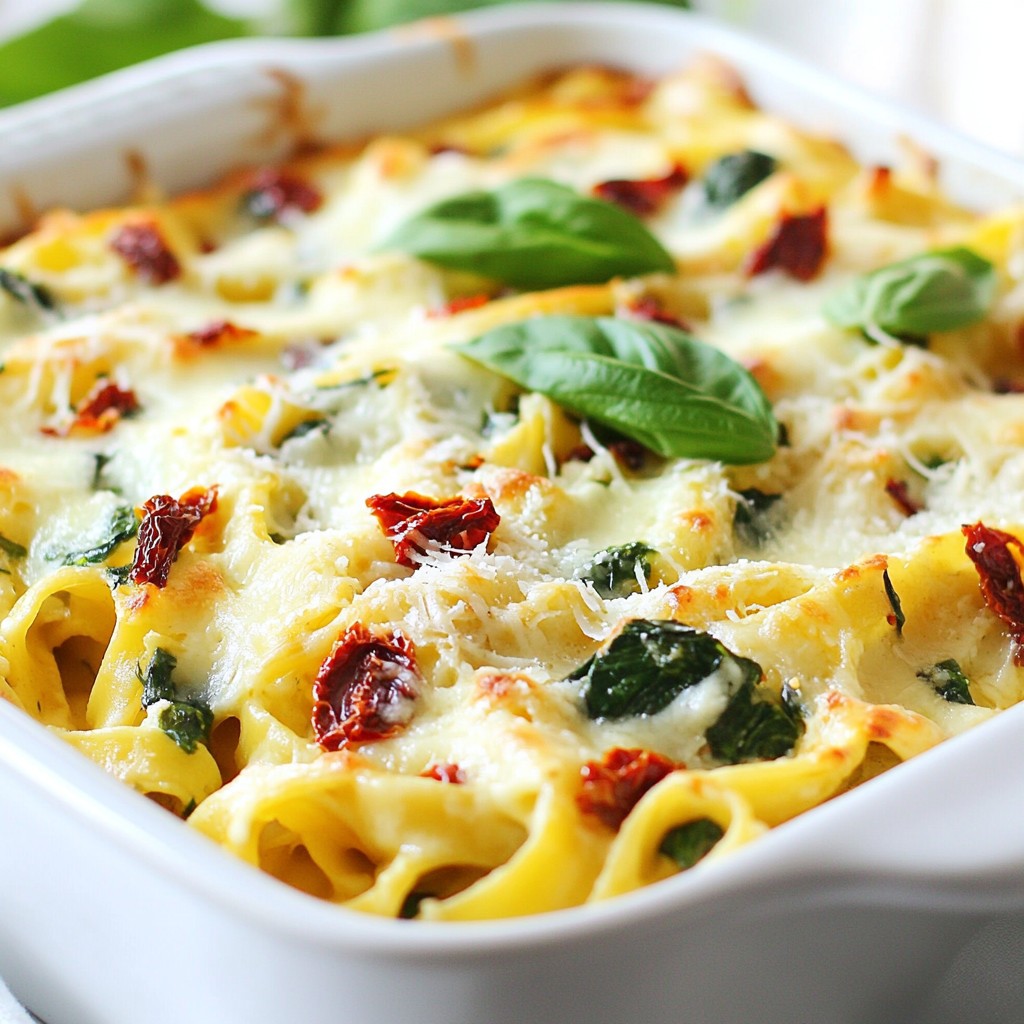 Baked Pasta Spinach and Sun-Dried Tomato Delight
