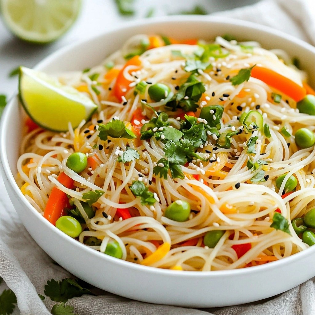 Healthy Noodles Edamame and Carrot Rice Noodle Dish