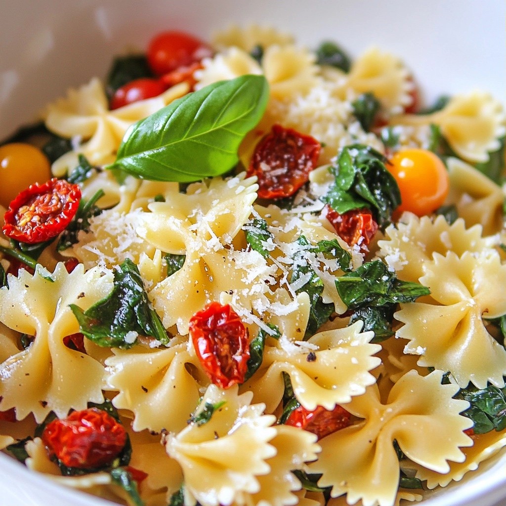 Quick Pasta Spinach and Sun-Dried Tomato Farfalle Delight