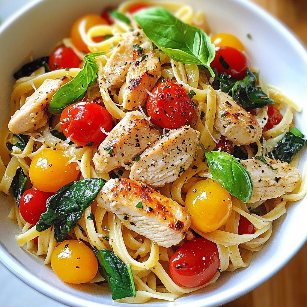 One-Pan Meals Garlic Chicken and Spinach Linguine Delight