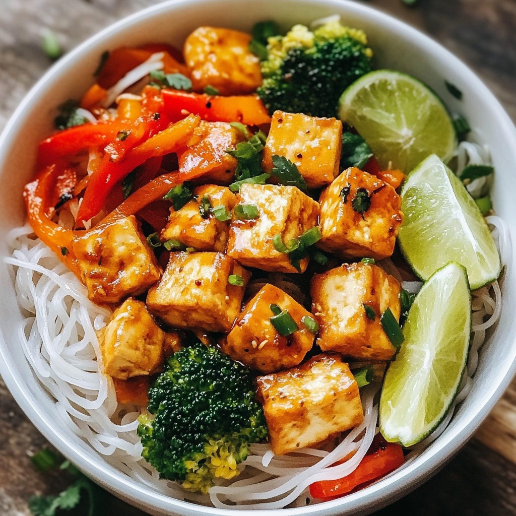 Healthy Noodles Spicy Tofu Rice Noodle Bowl Delight