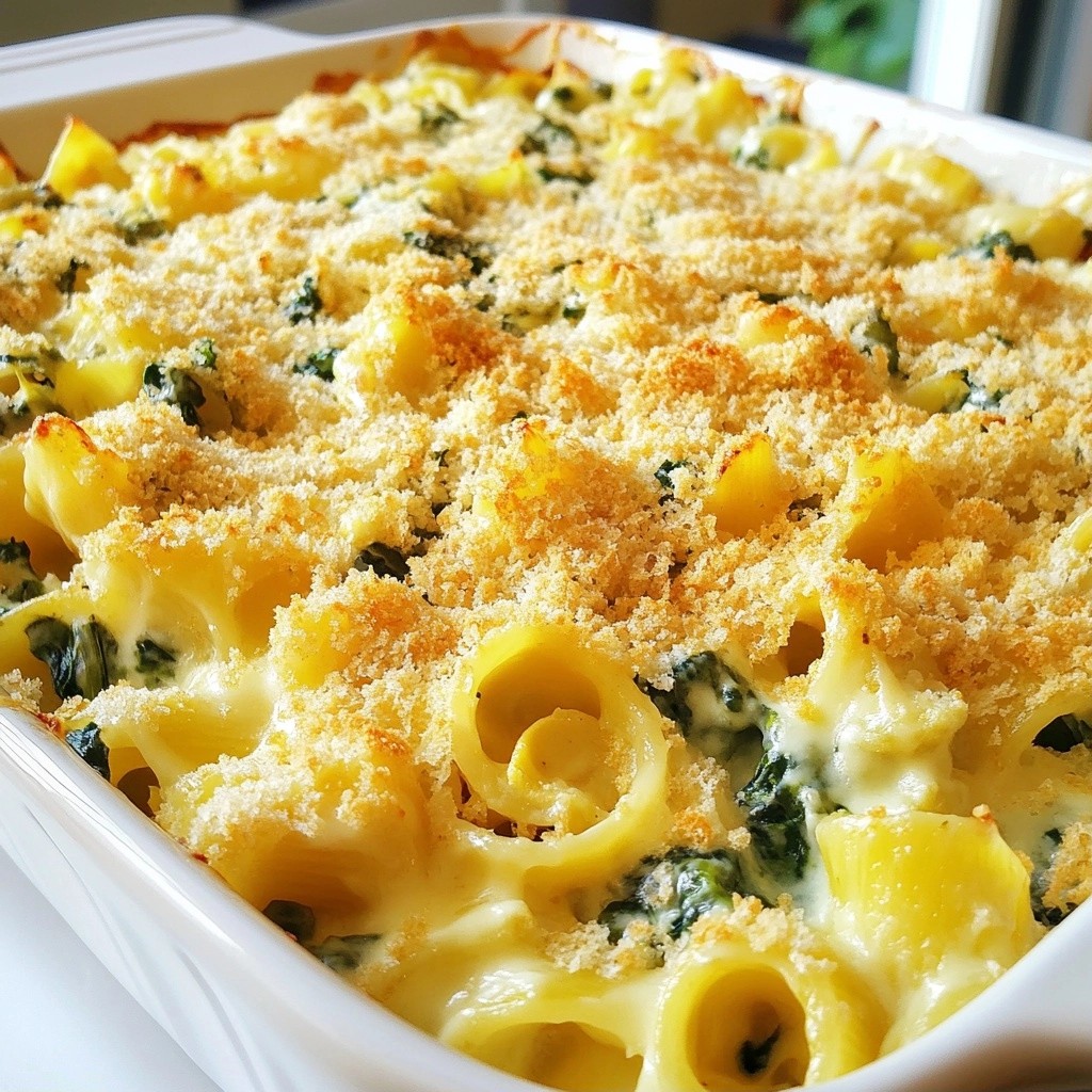 Baked Pasta Creamy Spinach Artichoke Casserole Delight