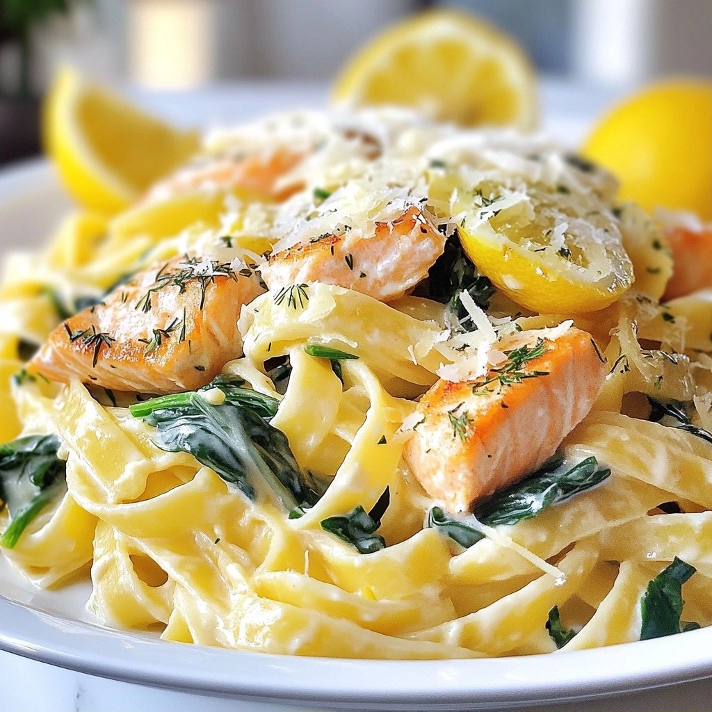 One-Pan Meals Creamy Lemon Dill Salmon Pasta Delight