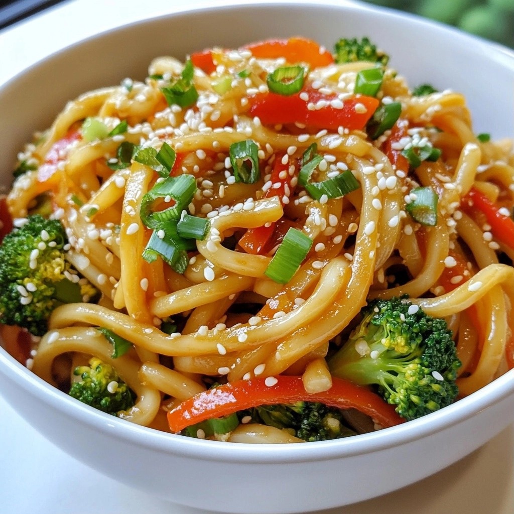 Hearty noodle dishes Garlic Chili Udon Stir-Fry Delight