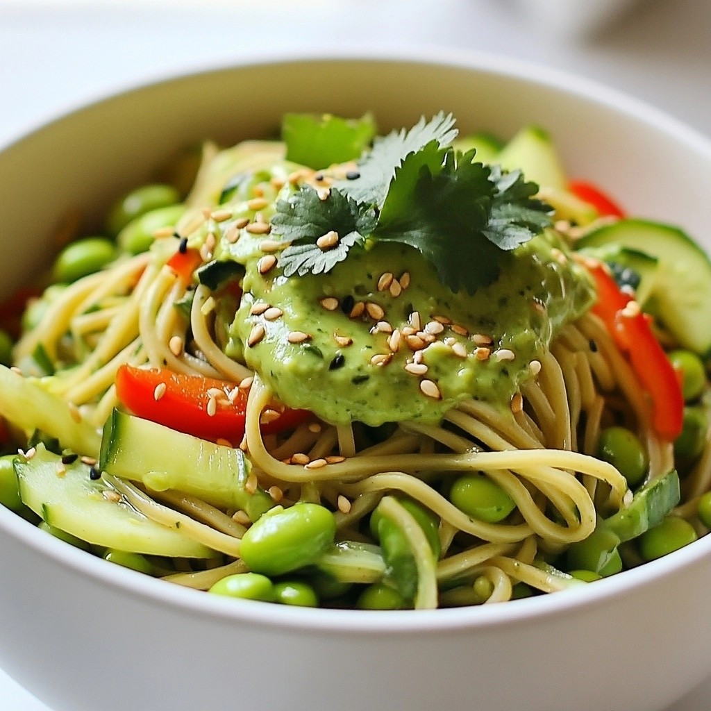 Healthy Noodles Recipes Avocado and Edamame Soba Delight