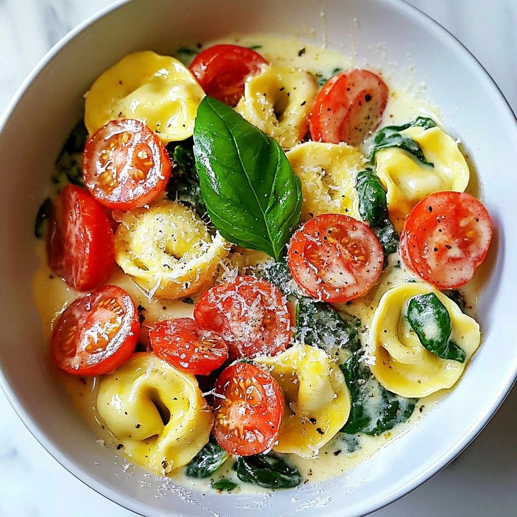 One-Pan Meals Creamy Spinach Tomato Tortellini Delight