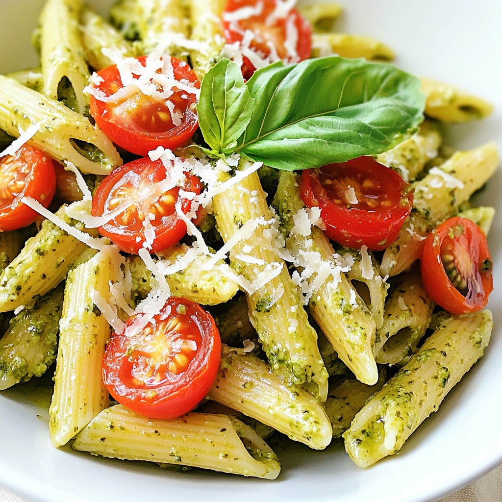 Quick Pasta Pesto Penne with Cherry Tomatoes Delight