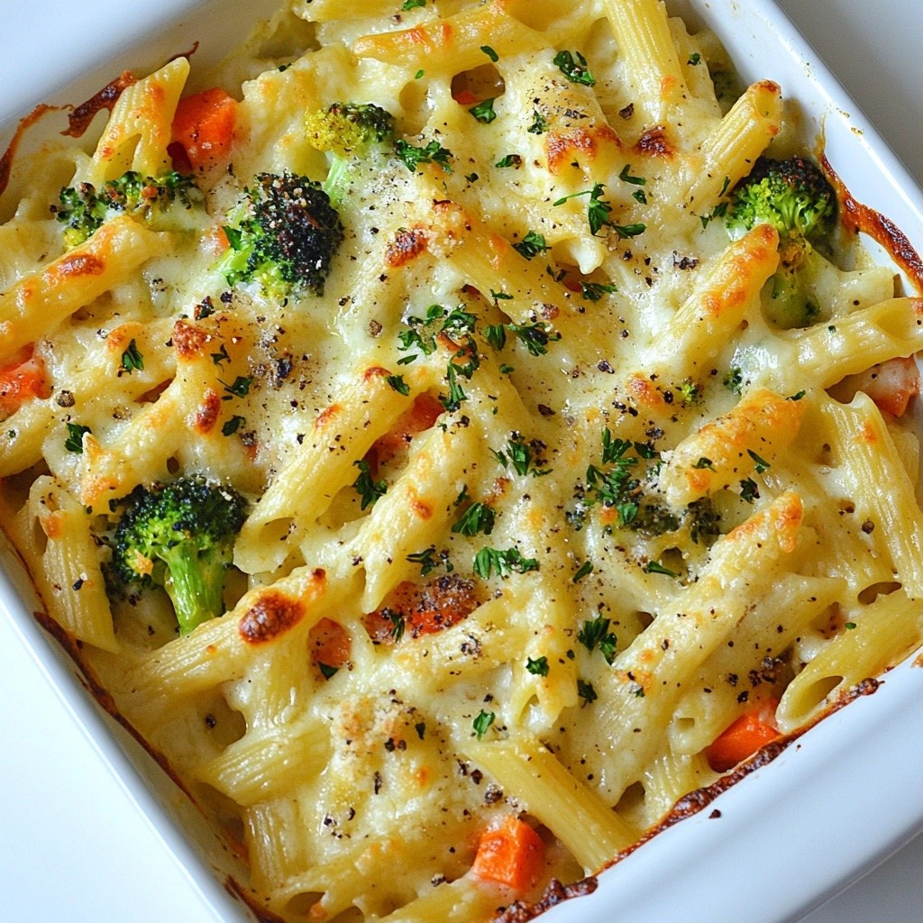 Baked Pasta Cheesy Vegetable Alfredo Bake Delight