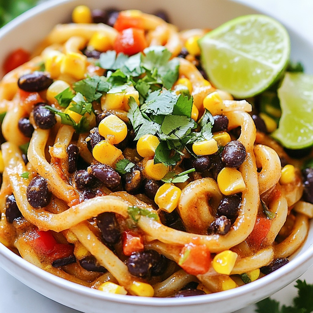 Hearty Noodle Dishes Black Bean and Corn Udon Delight