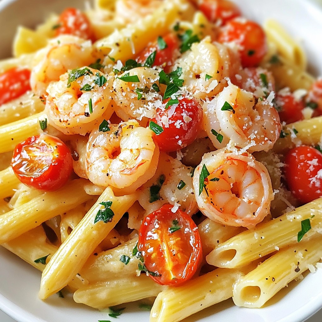 Quick Pasta Recipes Creamy Garlic Shrimp Penne Delight