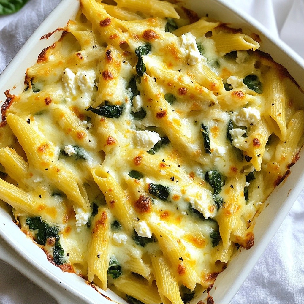 Cheesy Baked Pasta with Spinach and Feta Delight