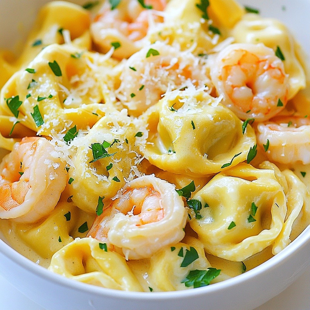 Quick Pasta Creamy Garlic Shrimp Tortellini Delight