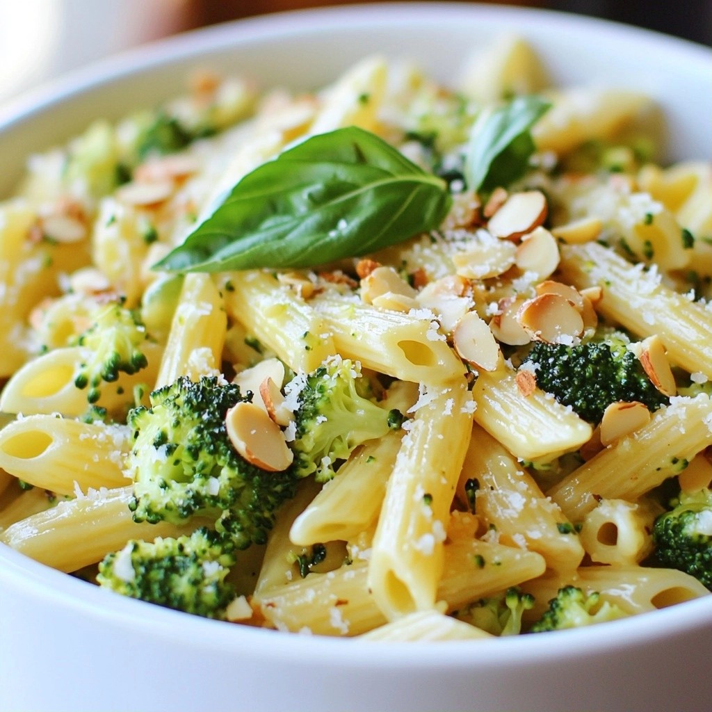 Quick Pasta Garlic Almond Broccoli Penne Delight