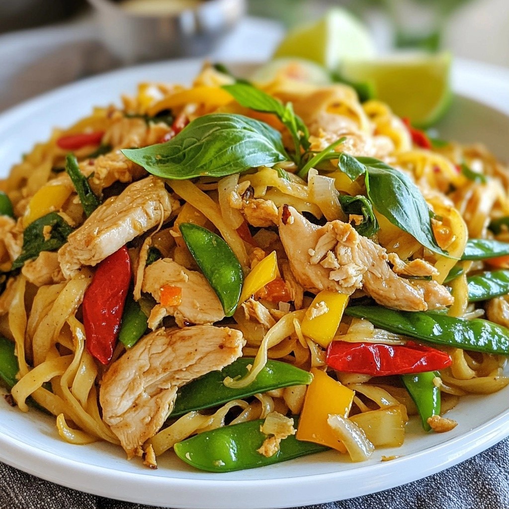 Hearty Noodle Dishes Thai Basil Chicken Stir-Fried Noodles