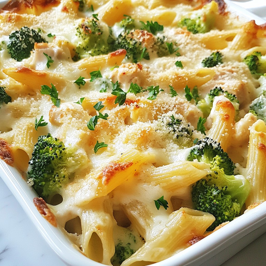 Baked Pasta Creamy Broccoli and Chicken Casserole Delight