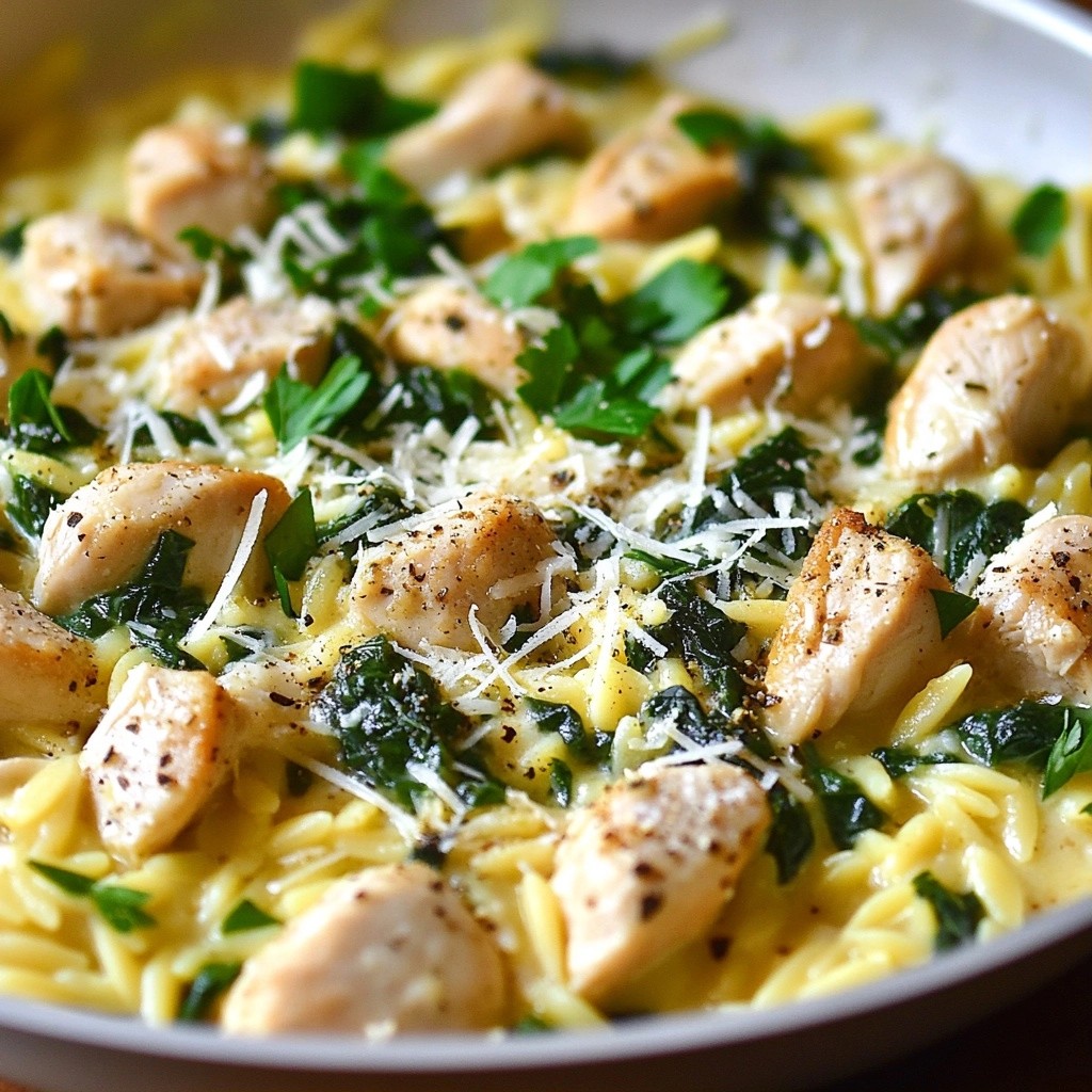 One-pan Meals Creamy Garlic Chicken Orzo Delight