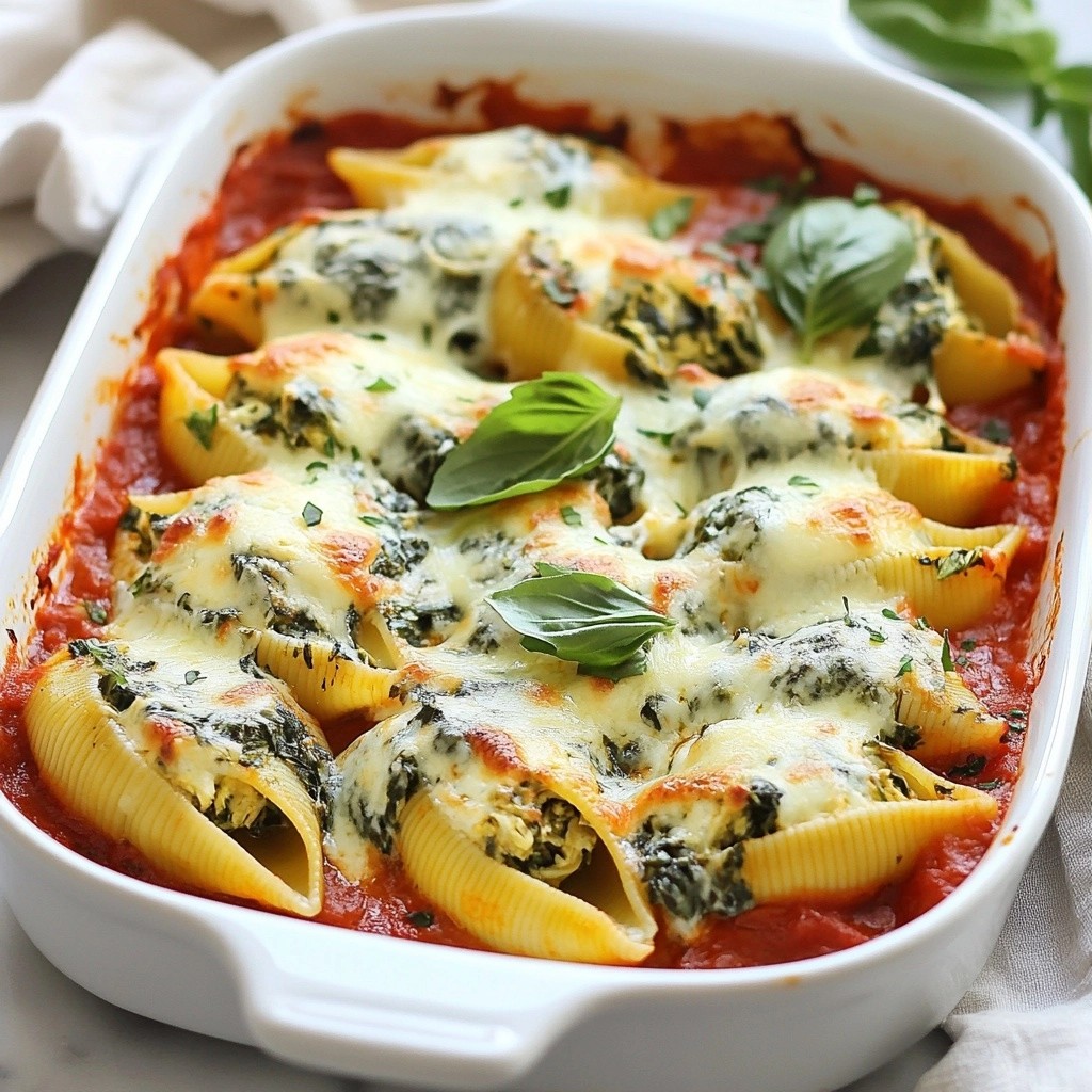 Baked Pasta Spinach Artichoke Stuffed Shells Delight