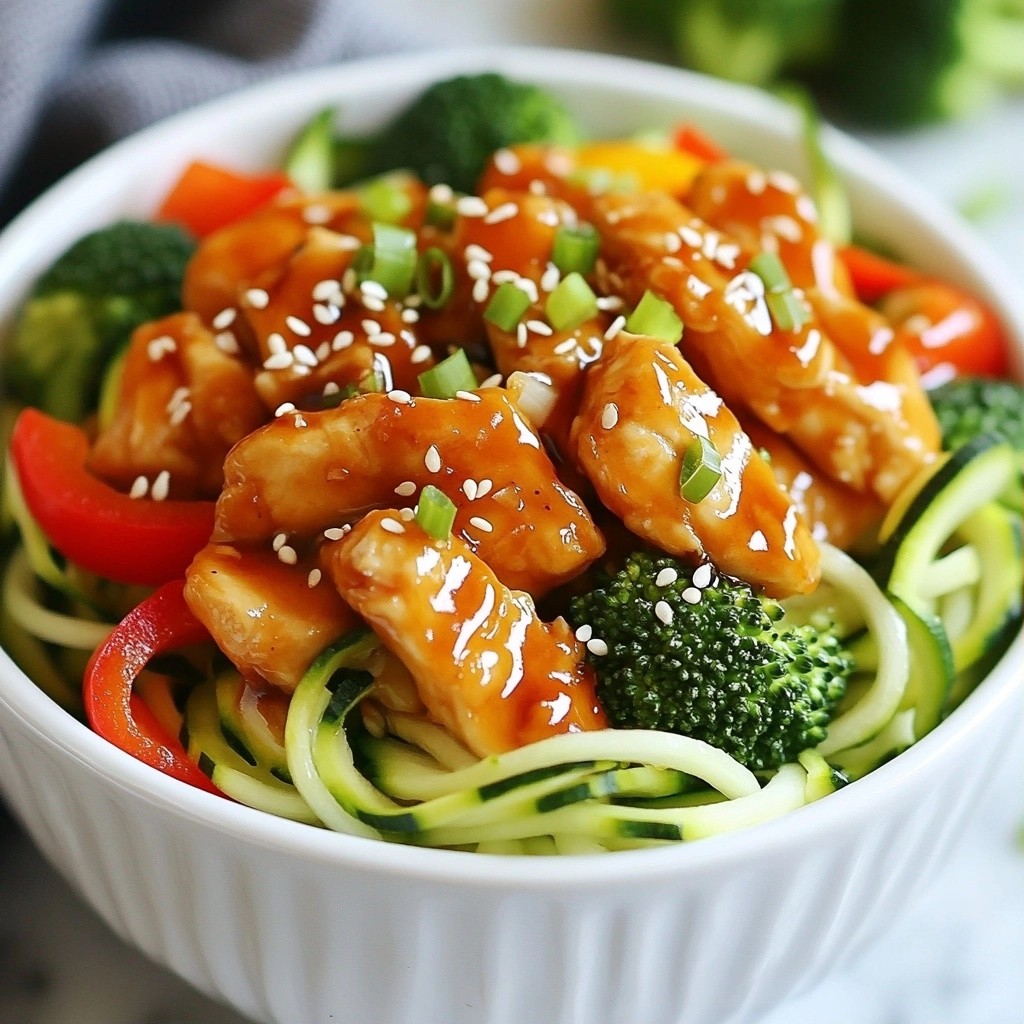 Healthy Noodles Teriyaki Chicken Zoodles Delightful Dish