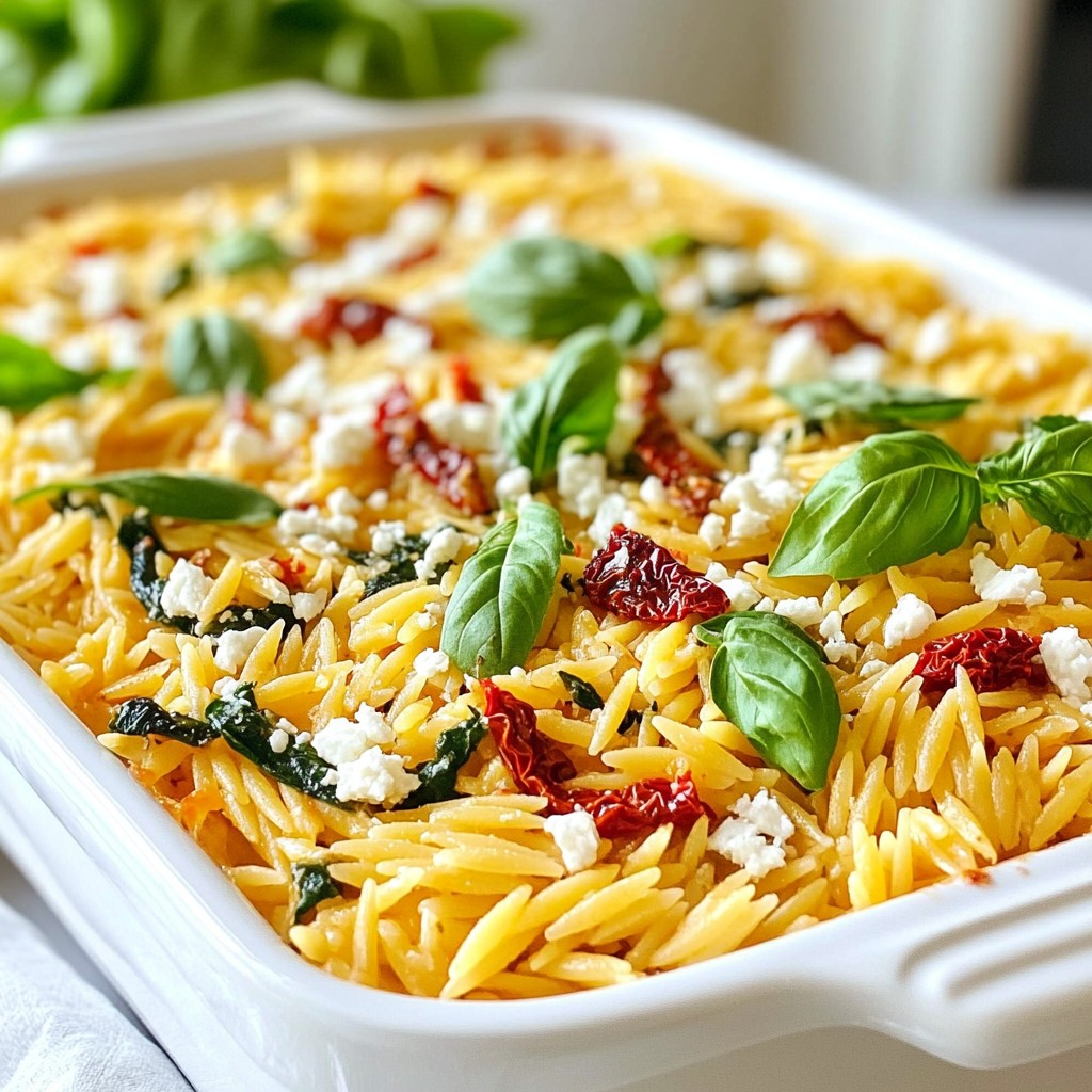 Baked Pasta Sun-Dried Tomato and Feta Orzo Delight
