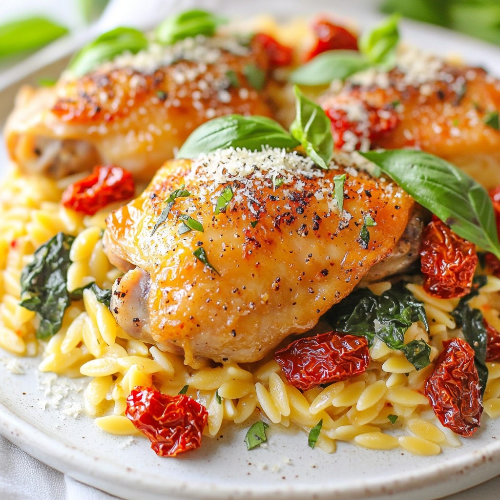 One-Pan Meals Sun-Dried Tomato Chicken Orzo Delight
