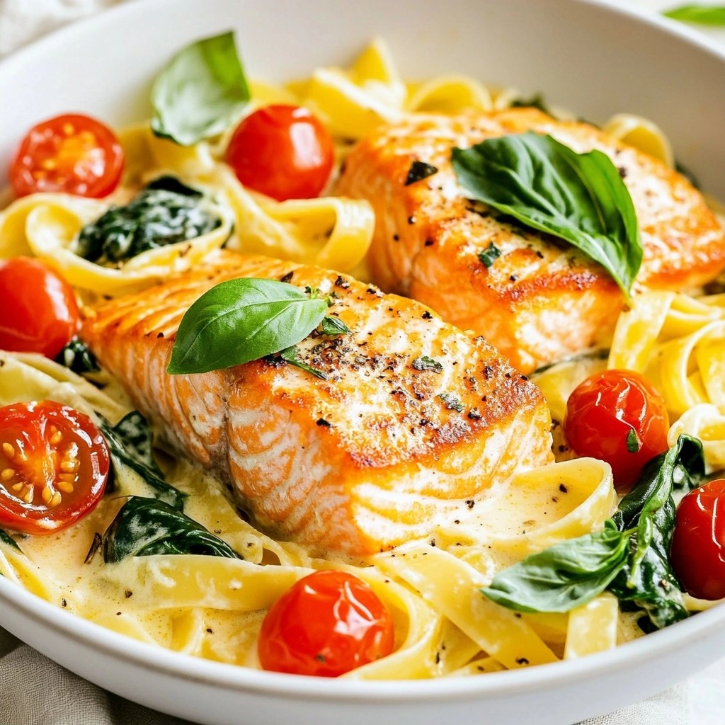 One-pan Meals Creamy Tuscan Salmon Pasta Delight