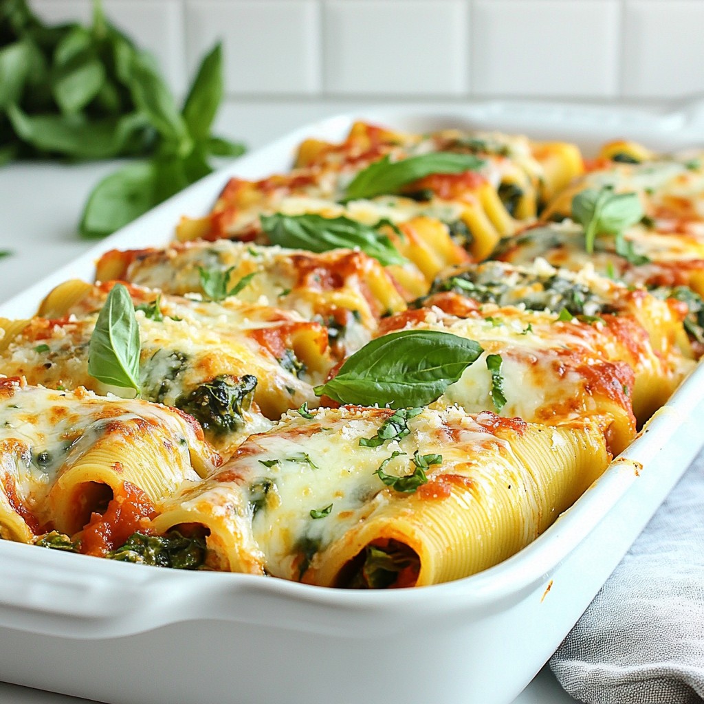 Baked Pasta Spinach and Cheese Manicotti Delight