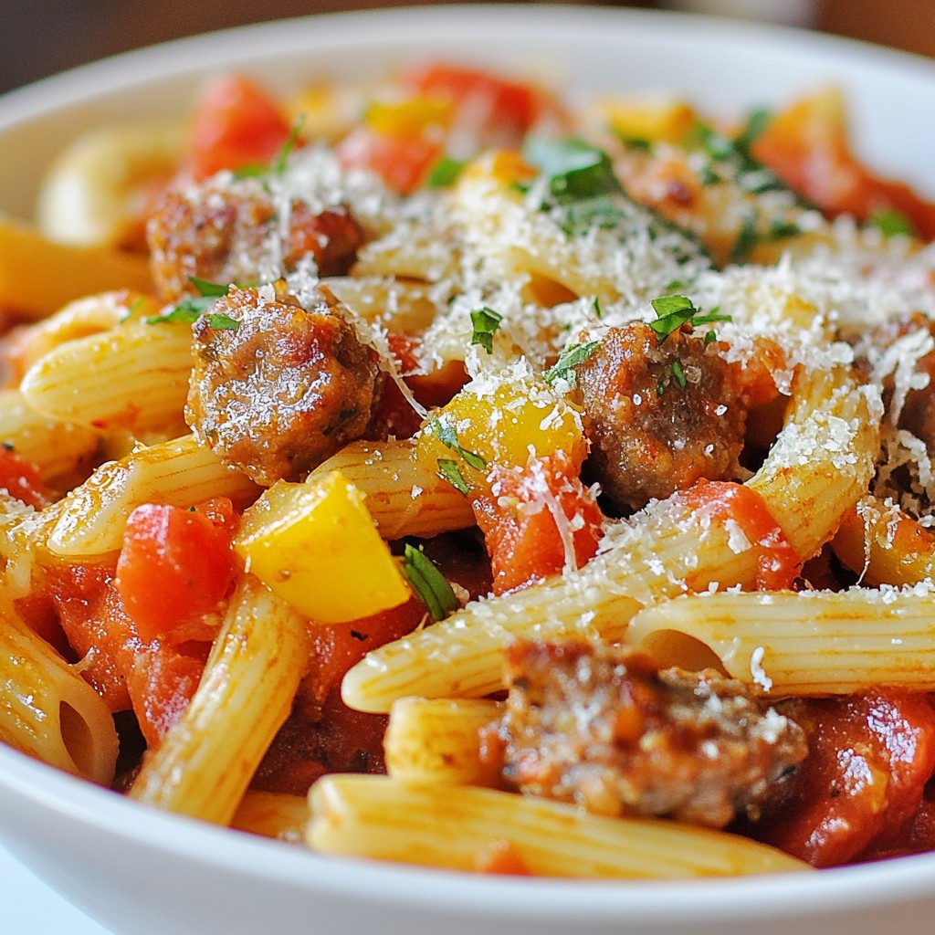 One-pan meals Savory Sausage and Bell Pepper Penne Delight