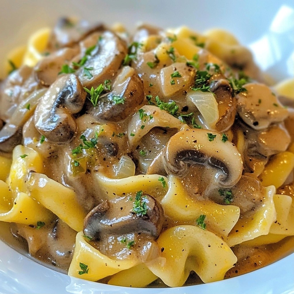 Hearty noodle dishes Savory Mushroom Stroganoff Delight